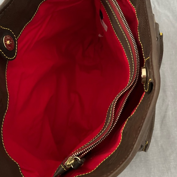 Dooney & Bourke Woven Leather Brown T’moro trim Chelsea satchel - Picture 10 of 13